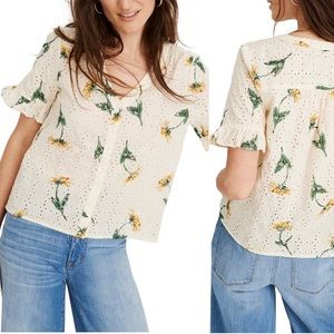 NWOT Madewell Eyelet Village Ruffle-Sleeve Shirt